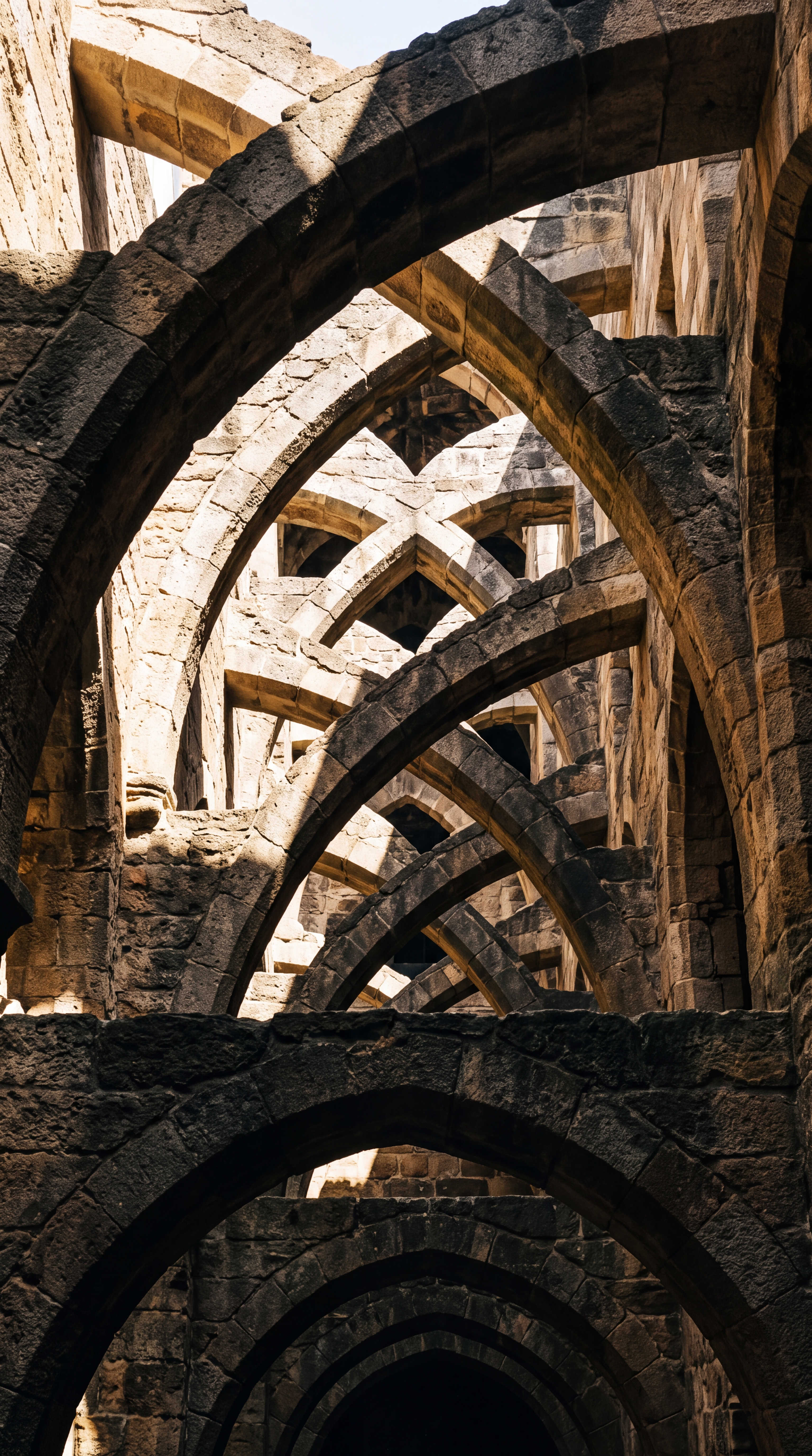 The image features a series of stone arches with intricate designs.