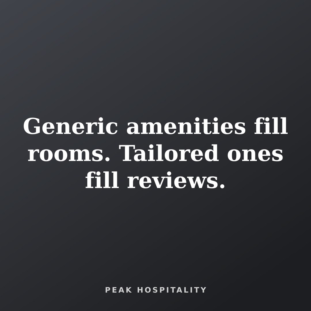 A text-based image featuring a quote about hospitality and amenities.