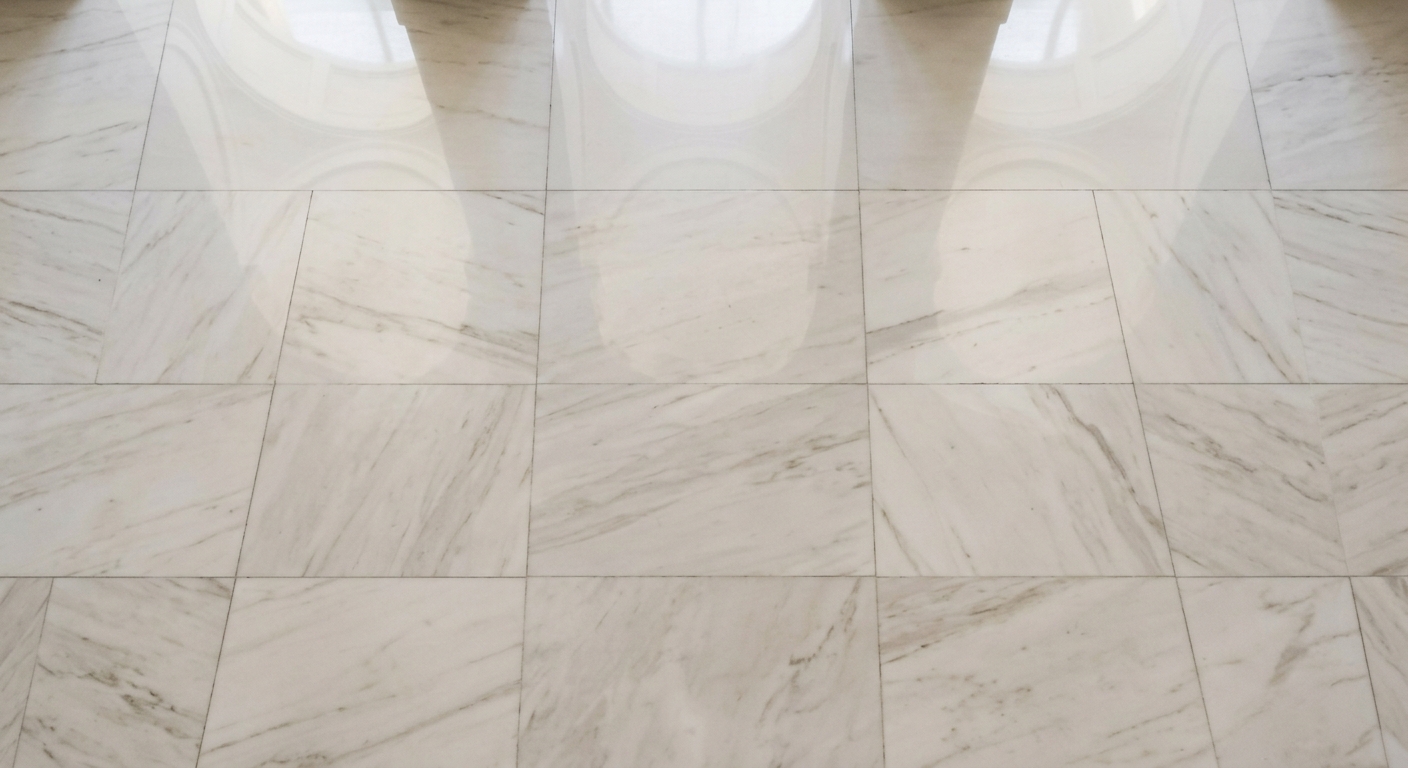 A polished marble floor with a reflective surface.