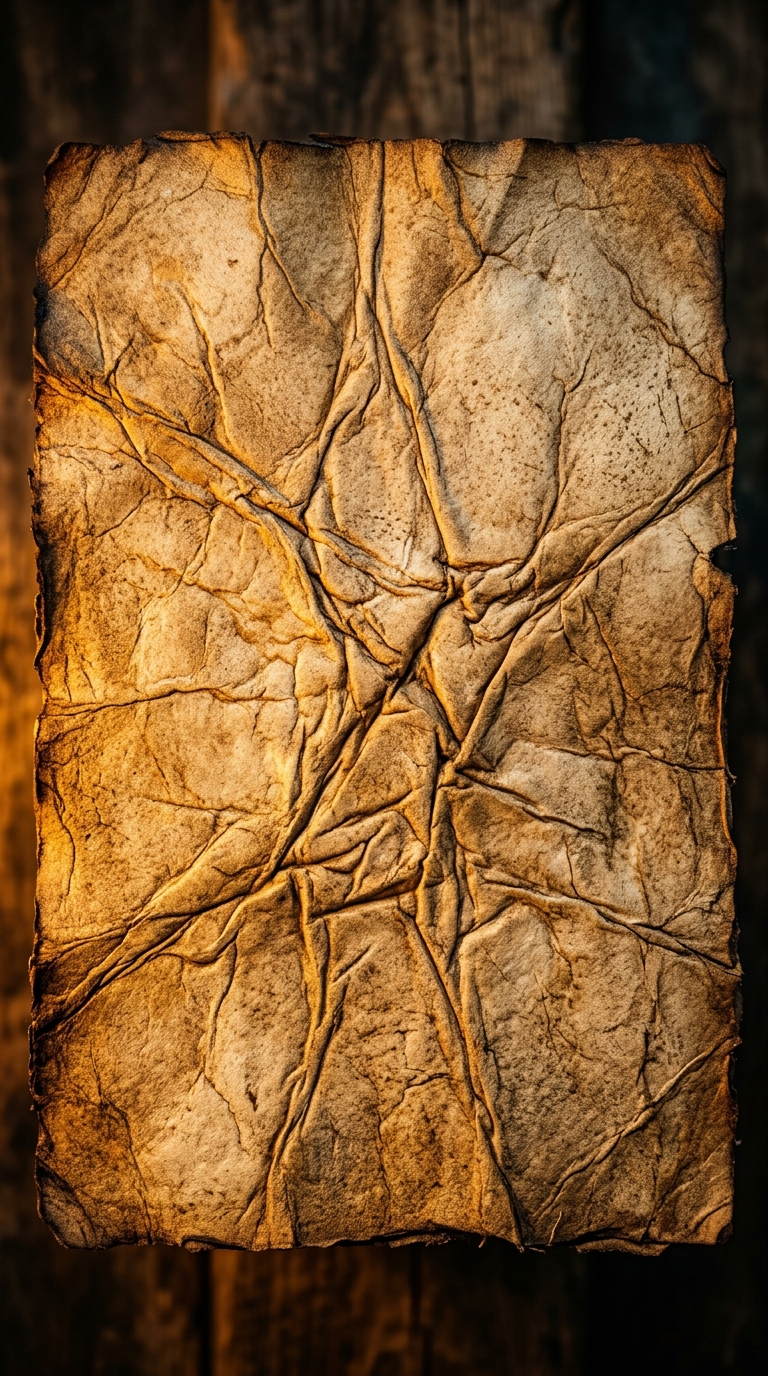 An aged, textured piece of parchment with visible creases and lines.