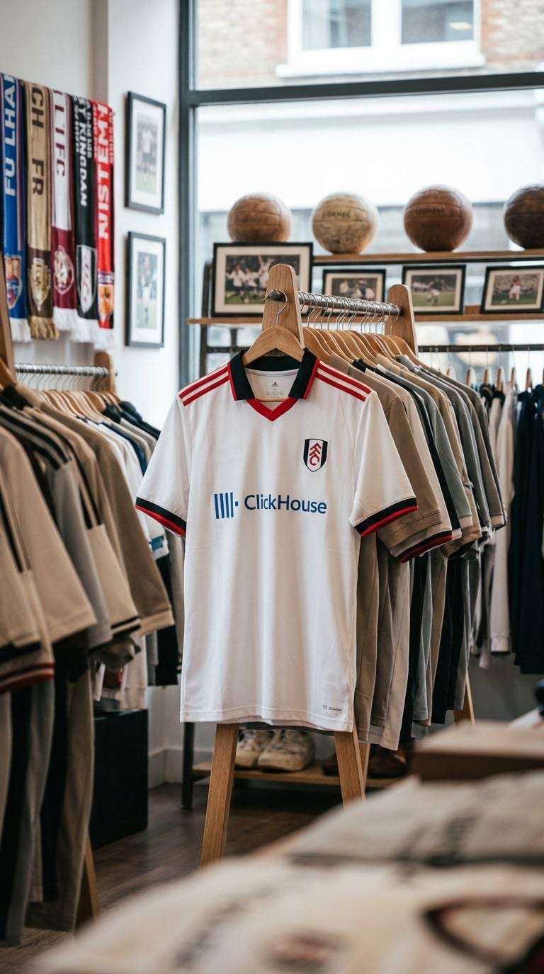 A display of football jerseys in a retail store.