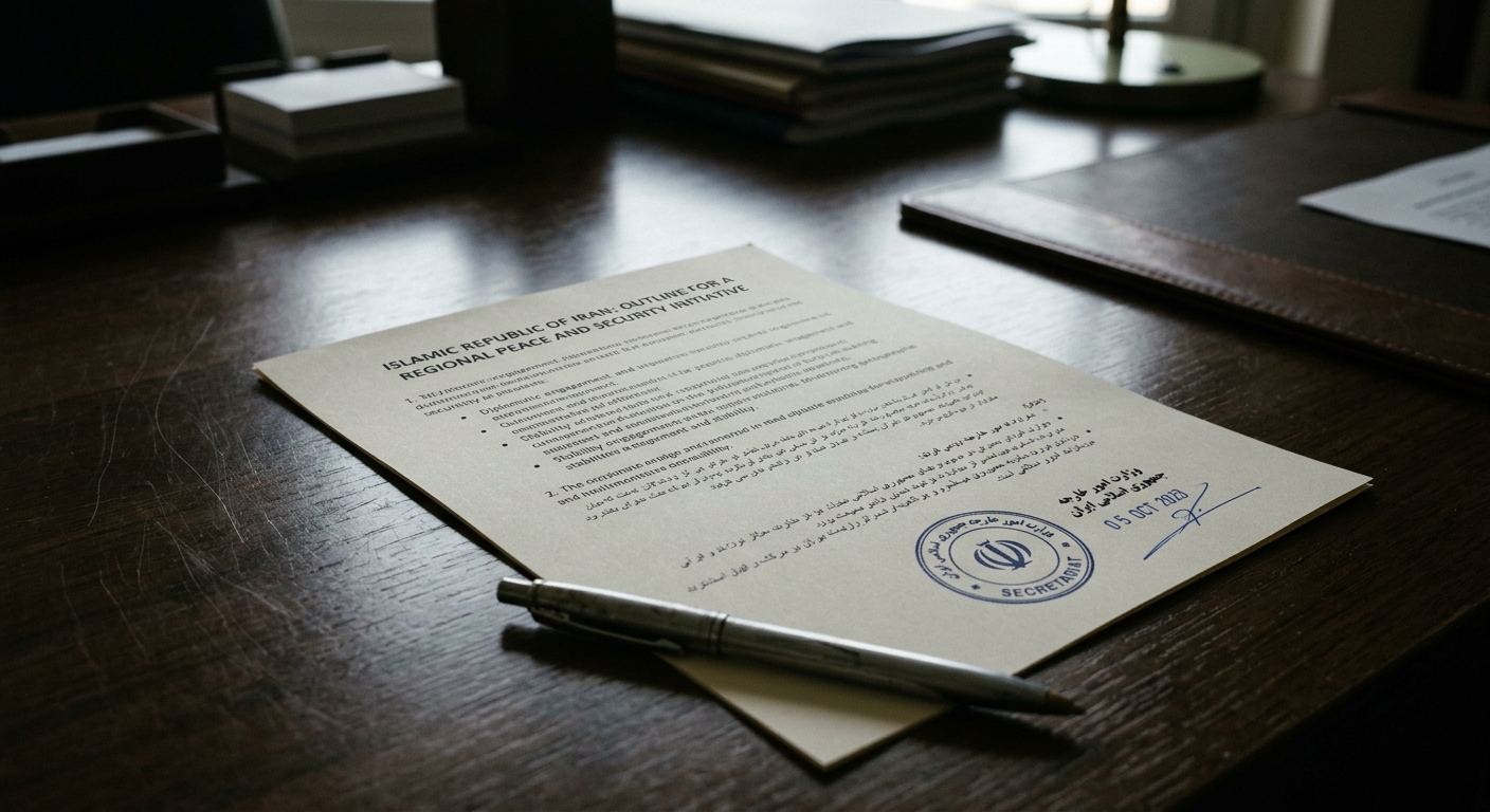 A document on a wooden desk with a pen beside it.