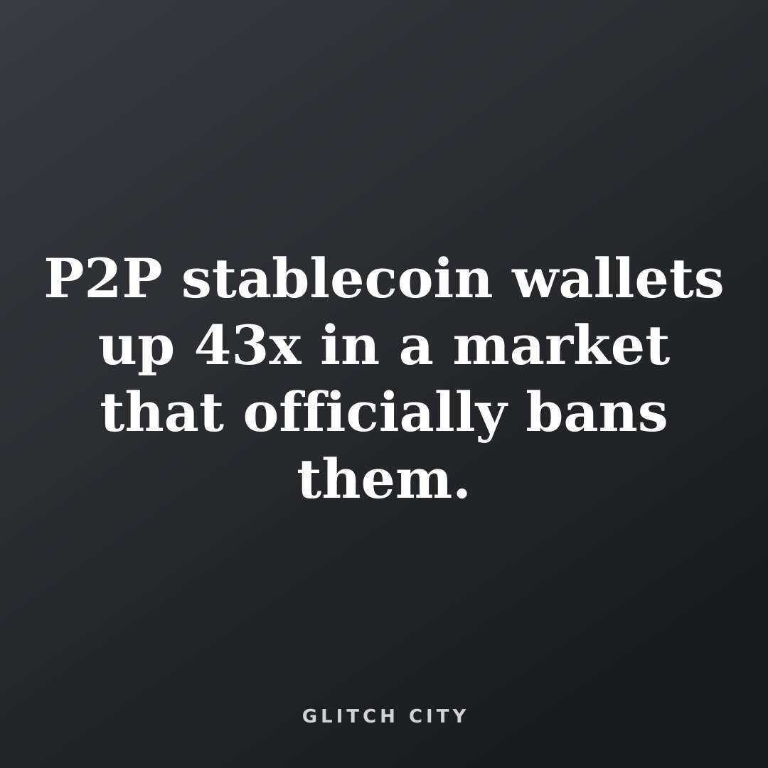 A graphic displaying text about P2P stablecoin wallets and market trends.