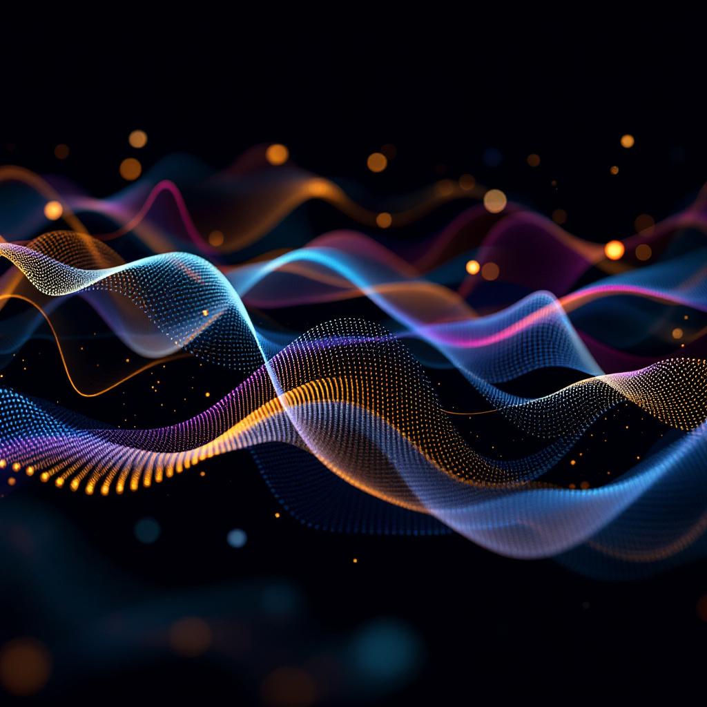 an abstract representation of colorful wave patterns on a dark background