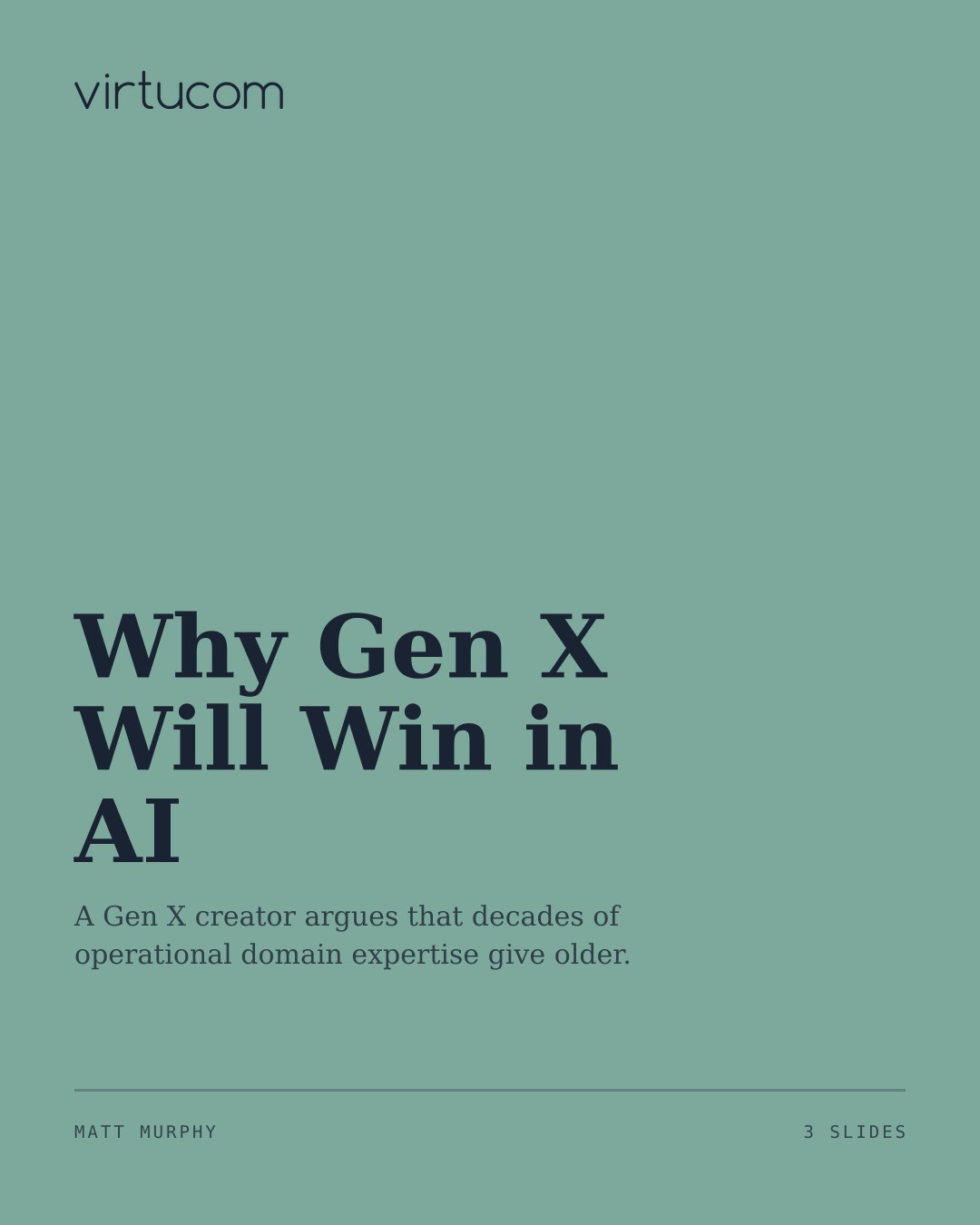 A presentation slide discussing the advantages of Generation X in the field of artificial intelligence.