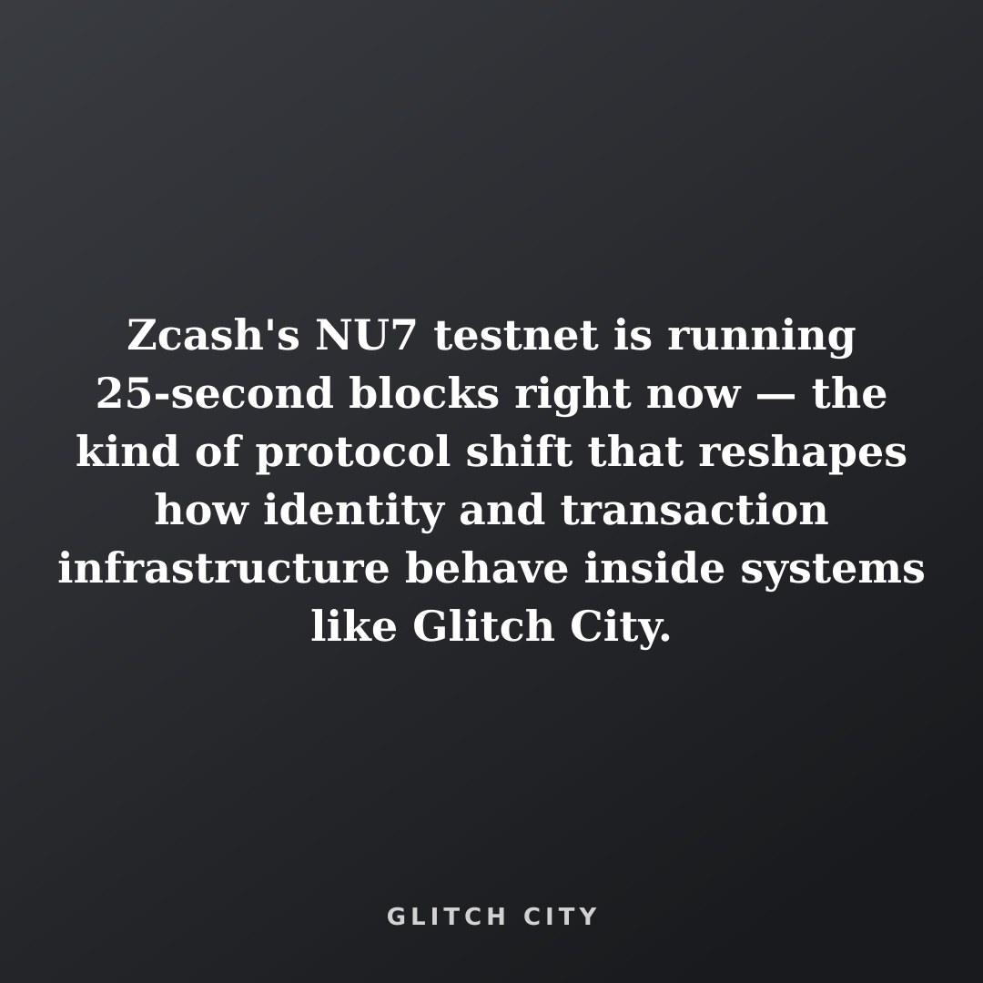 A text graphic discussing Zcash's NU7 testnet and its implications for identity and transaction infrastructure.
