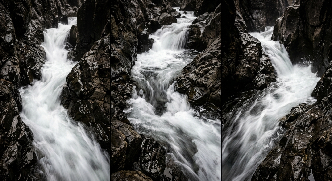 A flowing river cascading over rocky terrain.